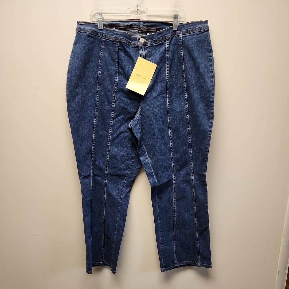 Denim & Co. Women's Plus Sz Jeans 24W Easy Regular Wide‎ Leg with Seam Blue New